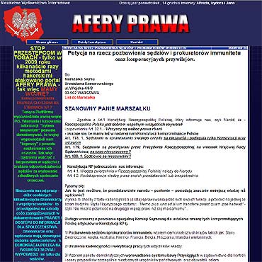 Petycja na rzecz pozbawienia sędziów i prokuratorów immunitetu oraz korporacyjnych przywilejów.