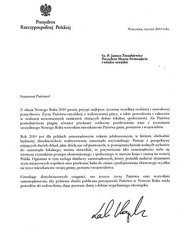 Noworoczne yczenia od Prezydenta Rzeczpospolitej Polskiej