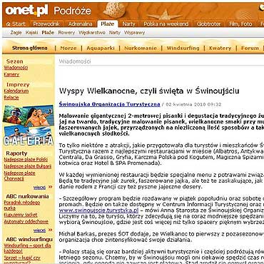 O Świnoujściu w portalu Onet