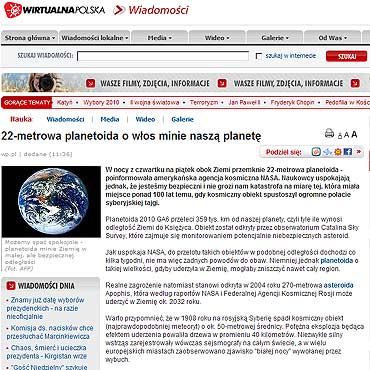 22-metrowa planetoida o wos minie nasz planet