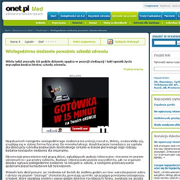 Wielogodzinne siedzenie powanie szkodzi zdrowiu