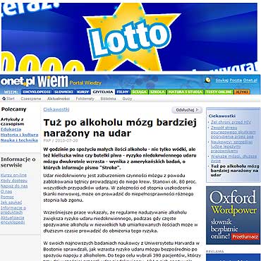 Tu po alkoholu mzg bardziej naraony na udar