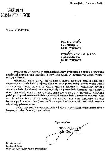 Mieszkańcy chcą kas biletowych na Uznamie. Prezydent pisze do PKP
