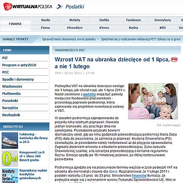 Wzrost VAT na ubranka dziecice od 1 lipca, a nie 1 lutego