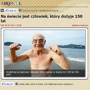 Na wiecie jest czowiek, ktry doyje 150 lat