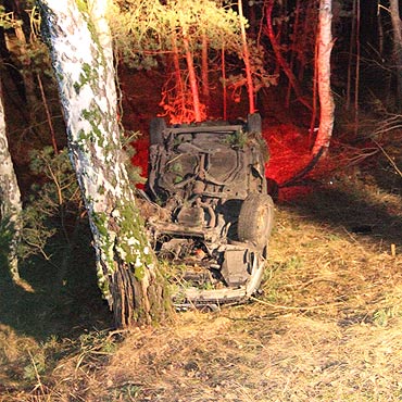 Chcia unikn potrcenia pieszych. Auto dachowao 