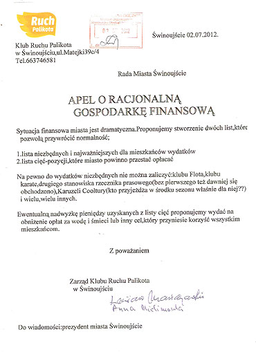 Klub Ruchu Palikota apeluje...