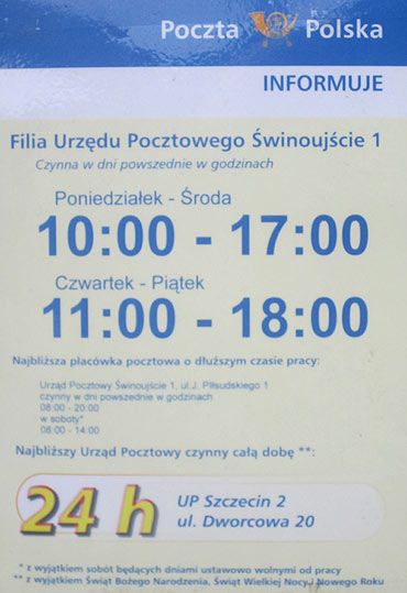 Poczta na Warszowie czynna od 10-17