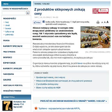 Z produktw sklepowych znikn ceny