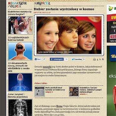 Wystrzel Biebera w kosmos! To nie art!