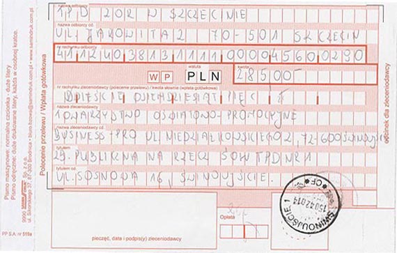 Wynik zbirki publicznej w Sonacie