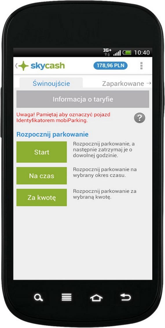 SkyCash  - mobilne parkowanie w winoujciu