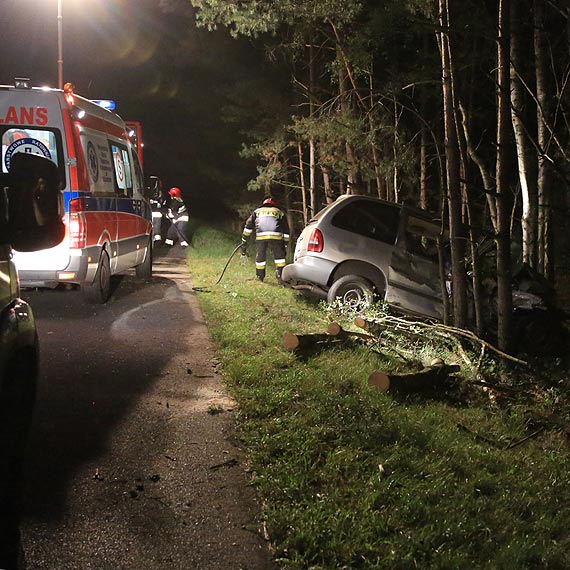 Wypad z drogi i uderzy w drzewa. Zakleszczonego mczyzn uwalniali straacy