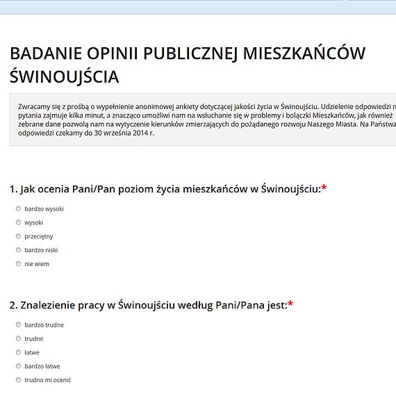 Wypenij ankiet dotyczca potrzeb i poziomu ycia mieszkacw winoujcia. Zostao niewiele czasu!