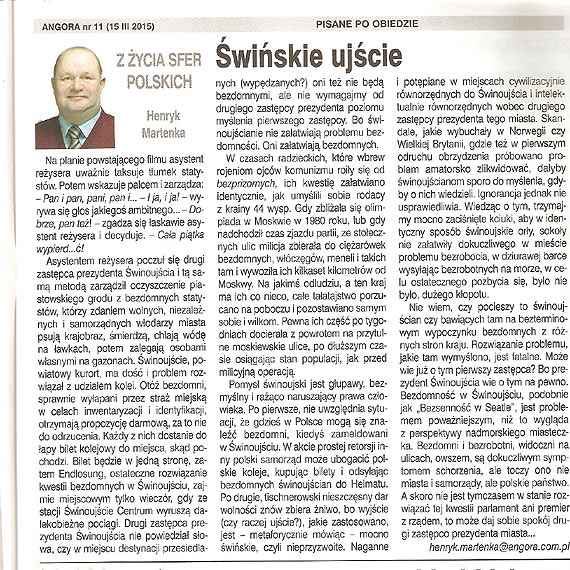 wiskie ujcie. Felieton na temat naszego miasta w Angorze