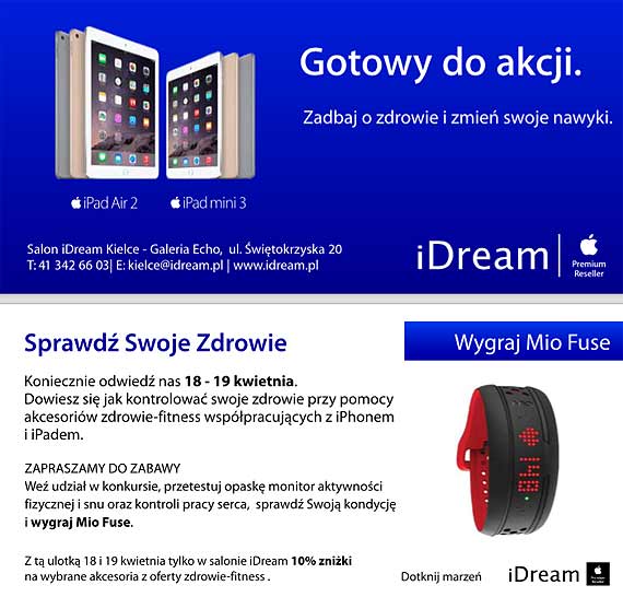 iDream, posiadający salon w szczecińskiej Galerii Kaskada, przeprowadzi akcję „Żyj zdrowo!”