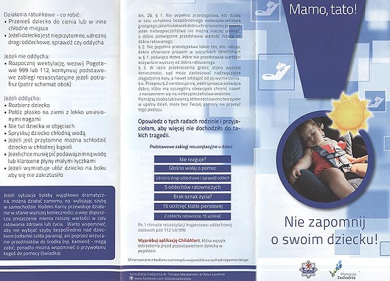 "Mamo, tato! Nie zapomnij o swoim dziecku"- akcja lekarzy i zachodniopomorskich policjantów