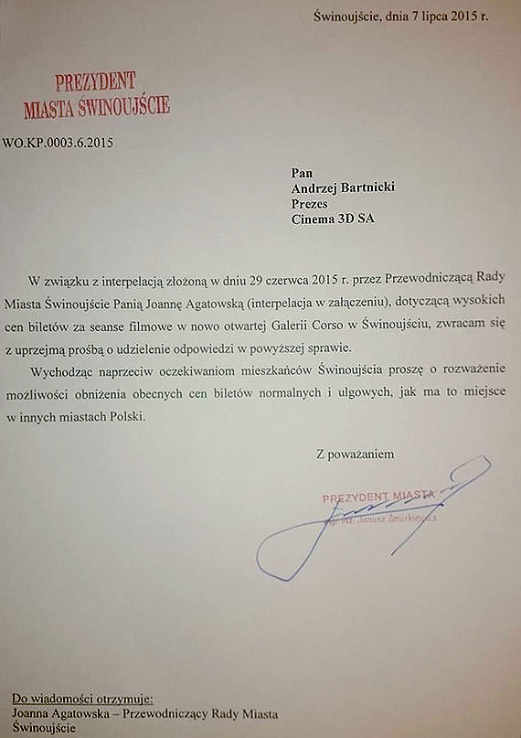 Kino Cinema 3D zdziera pienidze ze winoujcian? Agatowska zoya interpelacje w tej sprawie!