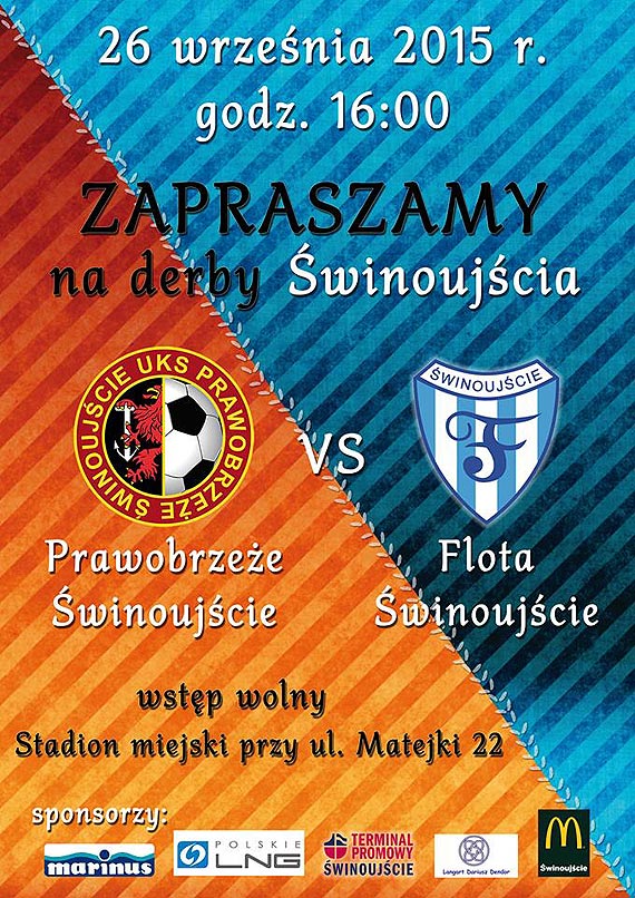 Prawobrzeże- Flota 26 września godz. 16.00 Stadion Miejski w Świnoujściu ul.Matejki