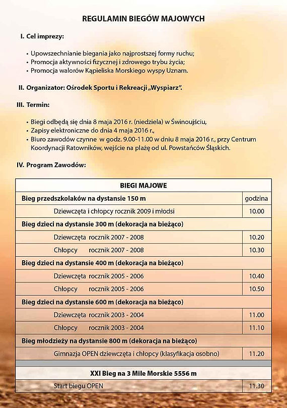 Znamy harmonogram biegów majowych!