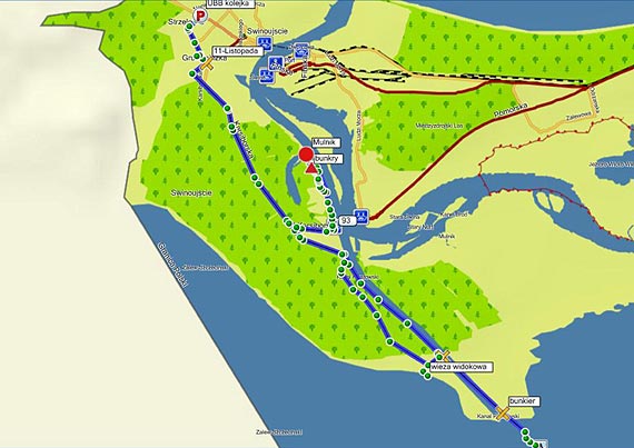 Wycieczka rowerowa o długości 38 km, na trasie ŚWINOUJŚCIE-KARSIBORSKIE PAPROCIE-FALOCHRON-MULNIK-ŚWINOUJŚCIE ze Świrami