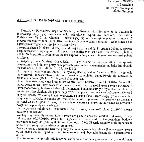 Znamy wyniki kontroli w SP6. Doktor Rafał Ślósarek: Nie stwierdzam zagrożenia sanitarnego