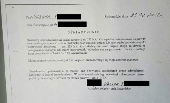 Czytelniczka: Czy od każdego interesanta posiadającego stały meldunek w innej miejscowości, a adres zamieszkania w Świnoujściu urzędnik pobiera umowę najmu mieszkania?