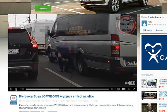 Ukraiski kierowca busa relacji winoujcie - Szczecin, pokaza jak naley zgniata mieci!