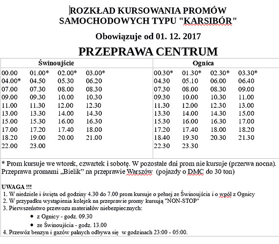Uwaga. Zmiana w kursowaniu promw na przeprawie Centrum