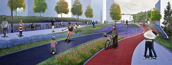 Promenada Zdrowia będzie biegła równolegle do tzw. Starej Promenady, od ulicy Powstańców Śląskich do Małachowskiego