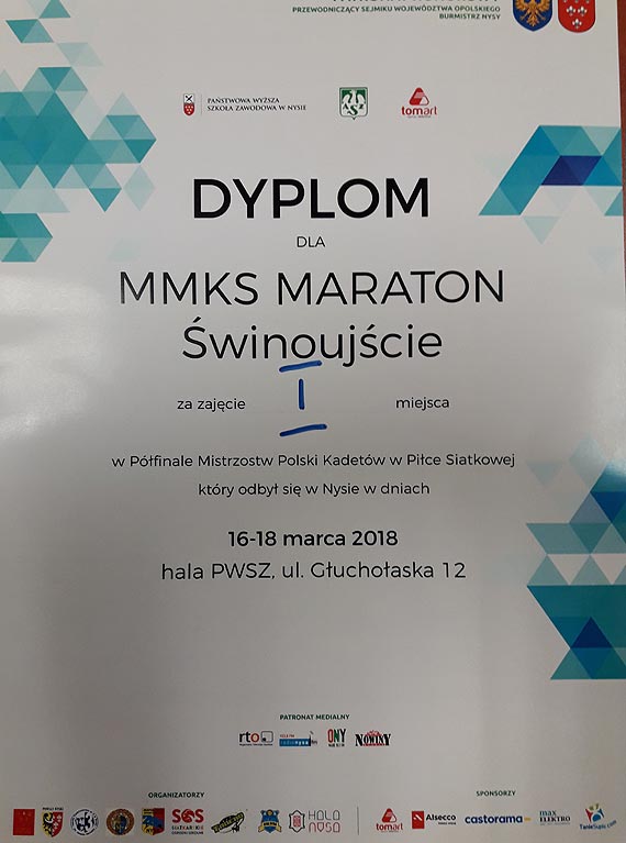 Awans Kadetów MMKS „MARATON” Świnoujście do Finału Mistrzostw Polski