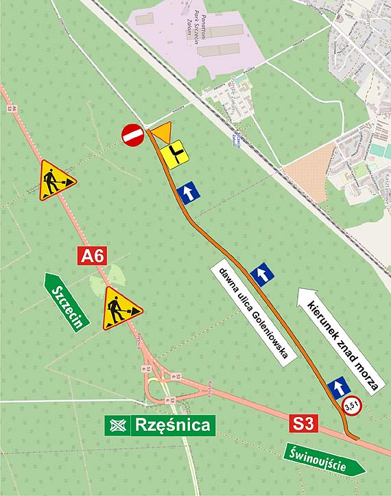 Mniejsze korki na A6 - przejazd byłą ulicą Goleniowską otwarty