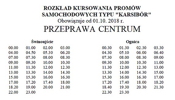 Zmiana na przeprawie promowej „Centrum”