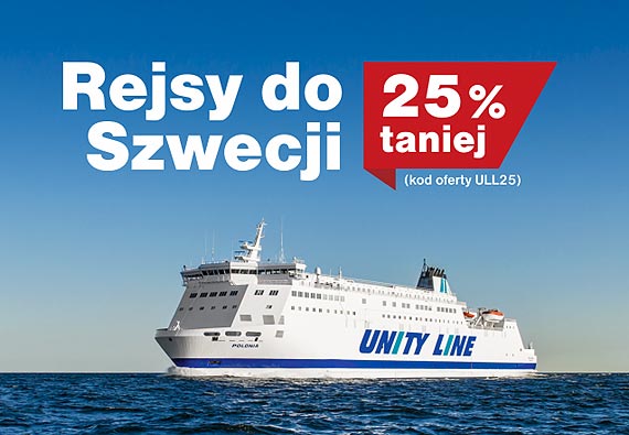 Teraz taniej do Szwecji. 25% rabatu od Unity Line