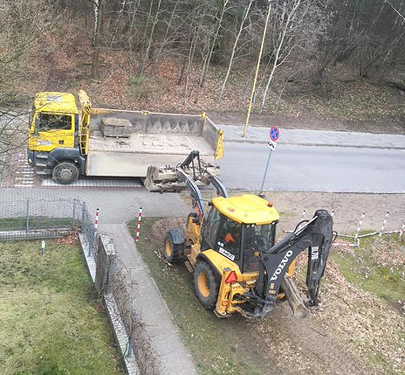 Podczas wyładunku rozjeżdżali młode drzewka