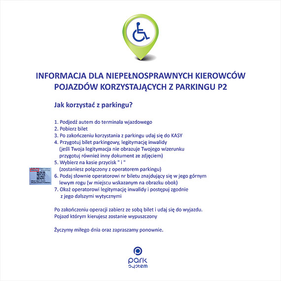 Instrukcja korzystania z parkingu P2 dla osb niepenosprawnych