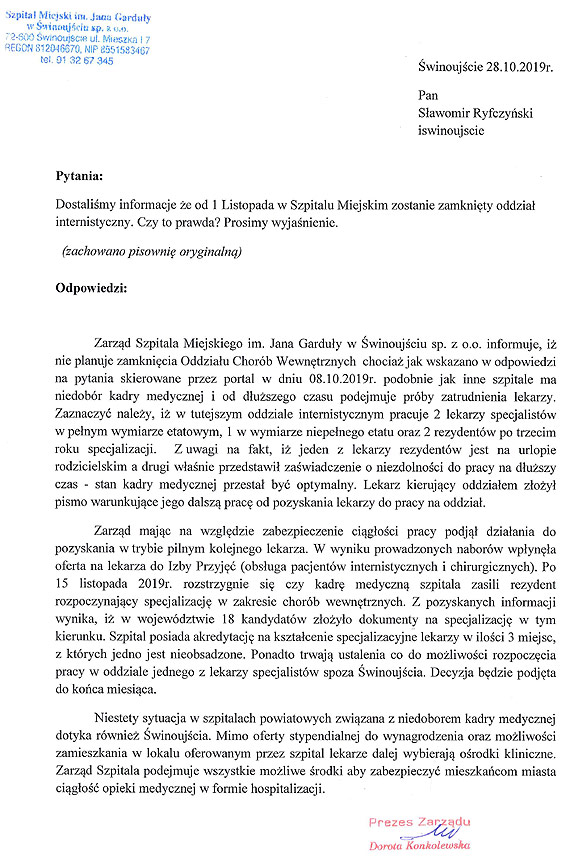 Chory Szpital. Czy trzeba będzie zamknąć oddział wewnętrzny?