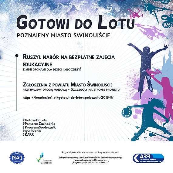„GOTOWI DO LOTU - POZNAJEMY MIASTO WINOUJCIE” czyli zajcia edukacyjne z mini dronami dla dzieci i modziey w szkoach i przedszkolach Miasta winoujcie