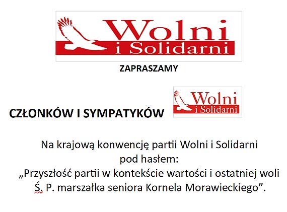 Partia Wolni i Solidarni przed konwencj na rozdrou