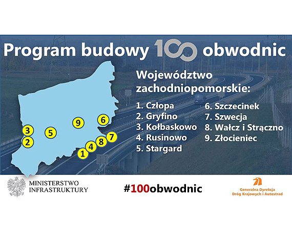 Dziewi zachodniopomorskich obwodnic w krajowym programie „100 obwodnic”