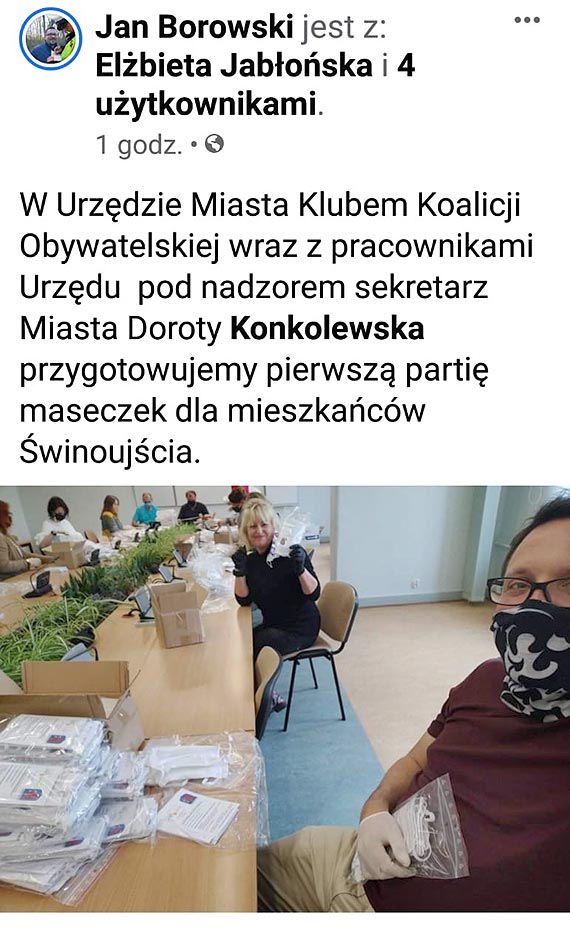 Maseczki dla mieszkacw - tajna „akcja polityczna”?