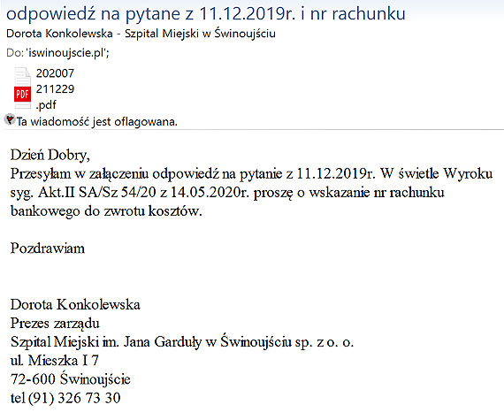 Szpital przegra spraw z naszym portalem