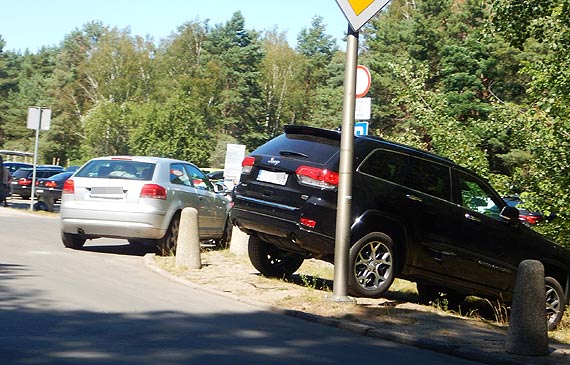 Mieszkaniec: Połowa parkingu pusta, a samochody parkują na zakazach i w krzakach!