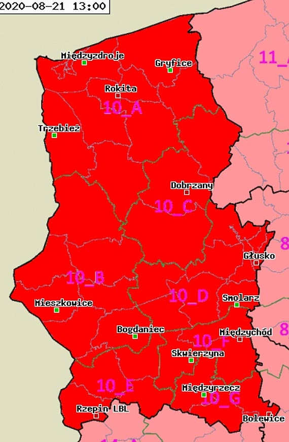 Najwyszy stopie zagroenia poarowego na terenie RDLP Szczecin