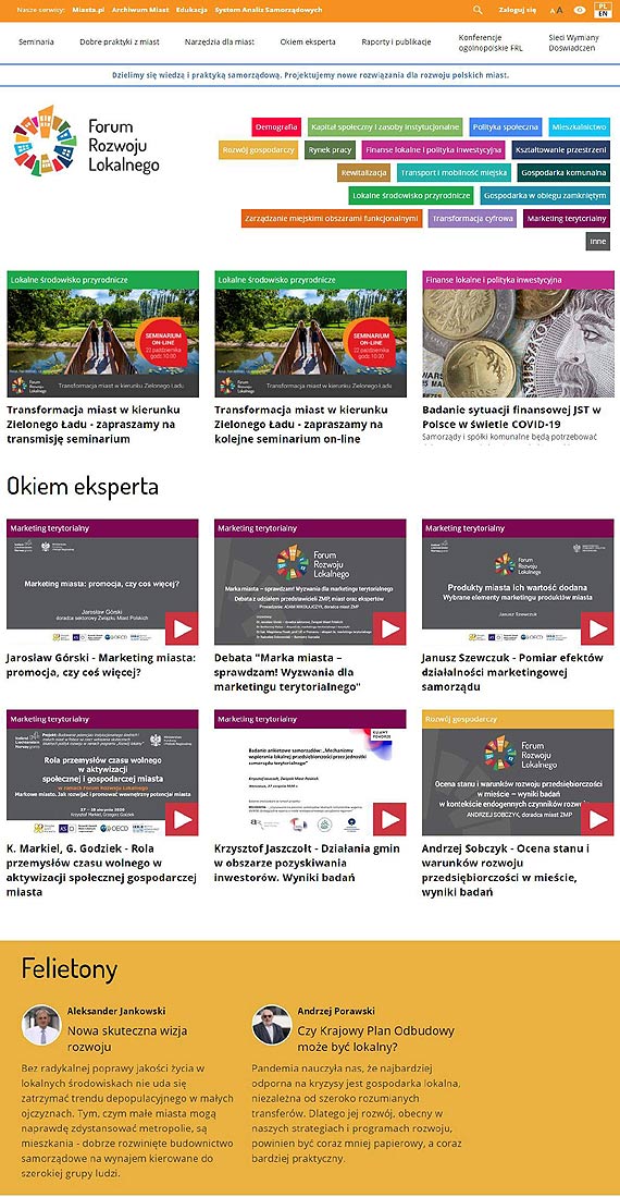 Zwizek Miast Polskich uruchamia nowy serwis internetowy  - Forum Rozwoju Lokalnego