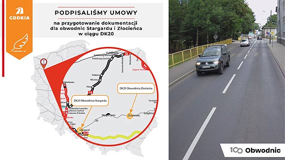 Obwodnice Stargardu i Zocieca na DK20 z umowami na dokumentacj