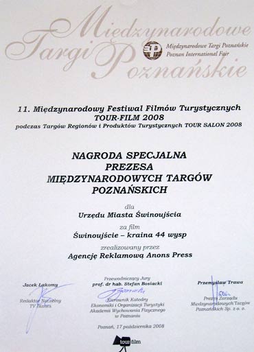 Nagroda Specjalna dla filmu „Świnoujście - kraina 44 wysp