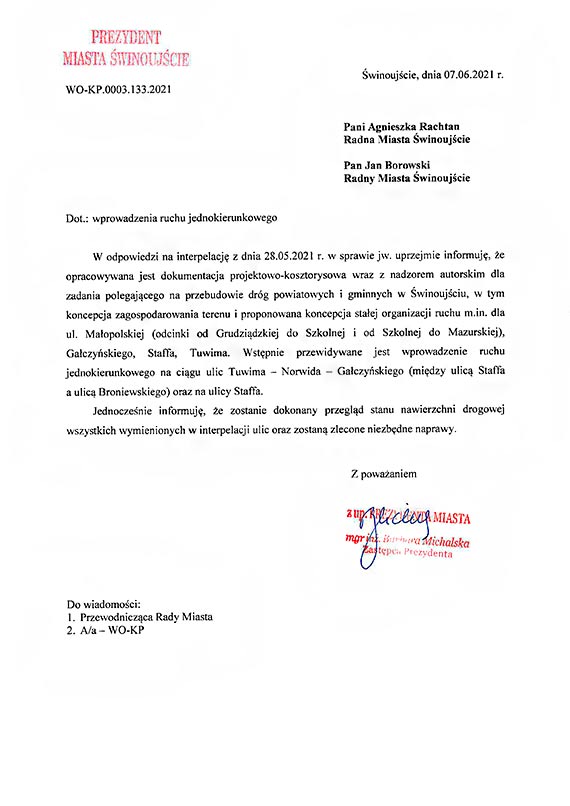 Radni apeluj o wprowadzenie ulic jednokierunkowych. Pisz o tym „jak kura pazurem”