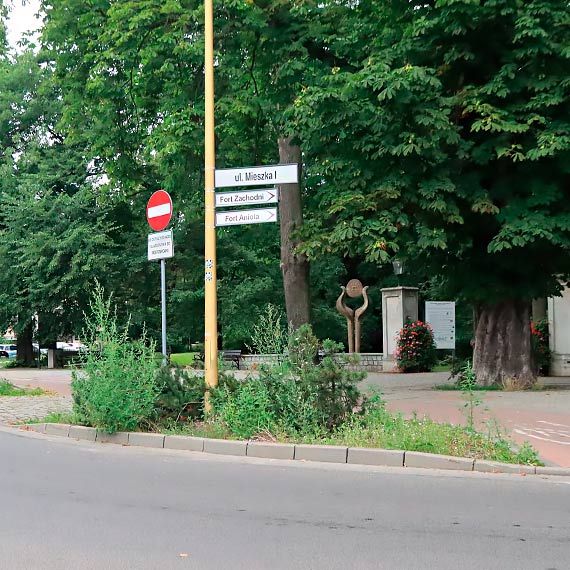 Zachwaszczone skwery na głównych ciągach komunikacyjnych