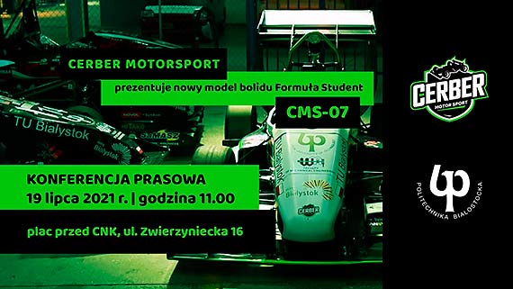 Politechnika Biaostocka prezentuje nowy bolid klasy Formua Student. To CMS-07